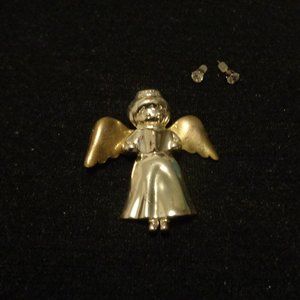 SWEET VINTAGE ANGLE PIN W SHINE TINY EARINGS LOT
